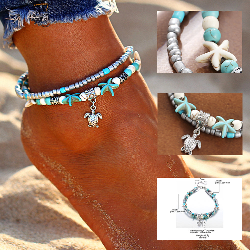Sea Turtle Starfish Anklet