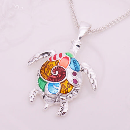 Sea Turtle Multi-color Pendant Necklace VIP