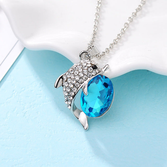 Crystal Dolphin Pendant Necklace VIP