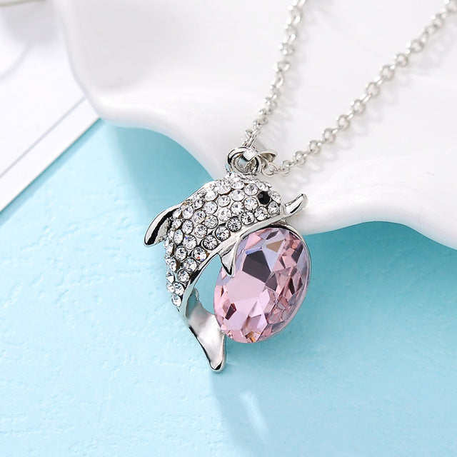 Crystal Dolphin Pendant Necklace VIP