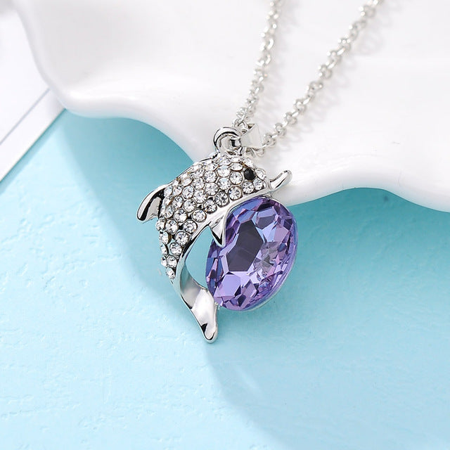 Crystal Dolphin Pendant Necklace VIP