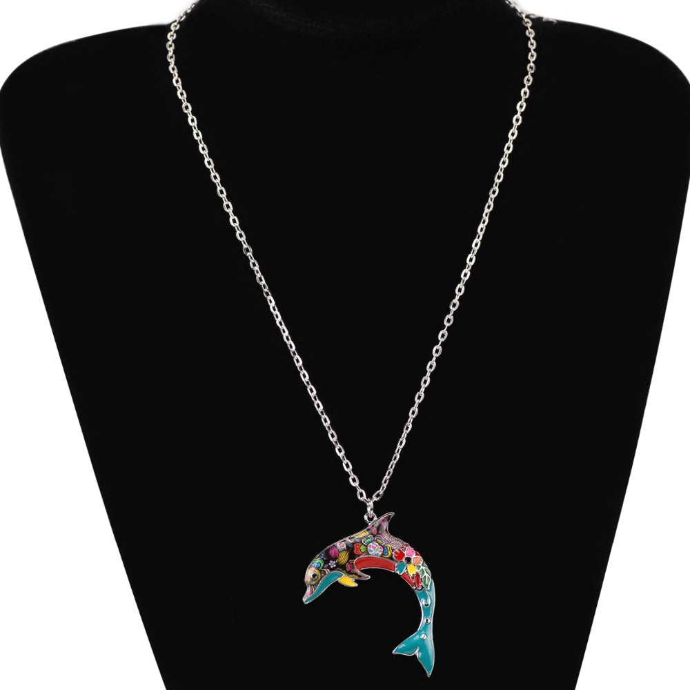 Dolphin Colorful Pendant Necklace