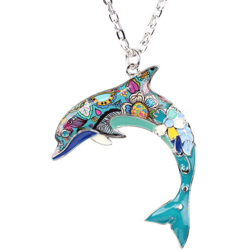 Dolphin Colorful Pendant Necklace