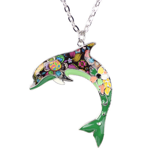 Dolphin Colorful Pendant Necklace