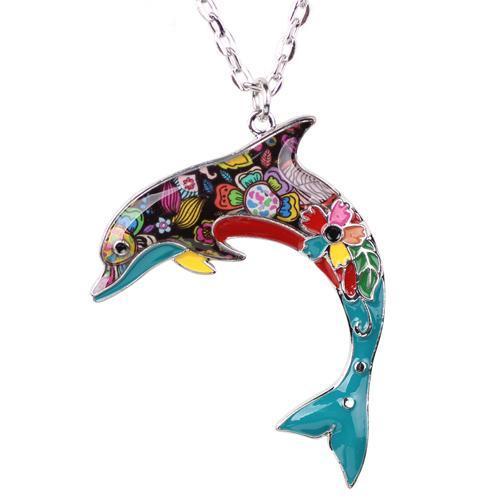 Dolphin Colorful Pendant Necklace