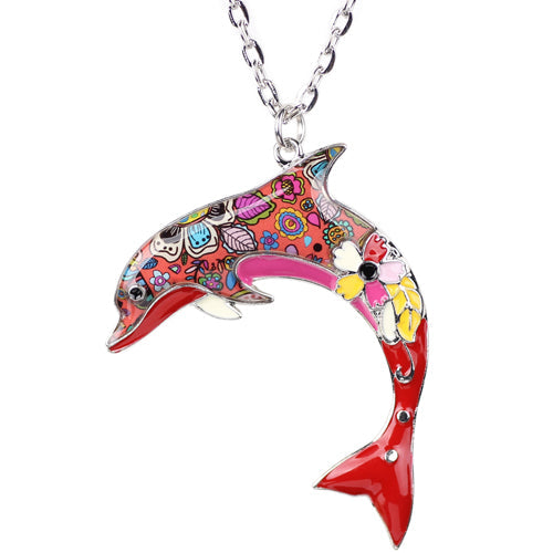 Dolphin Colorful Pendant Necklace