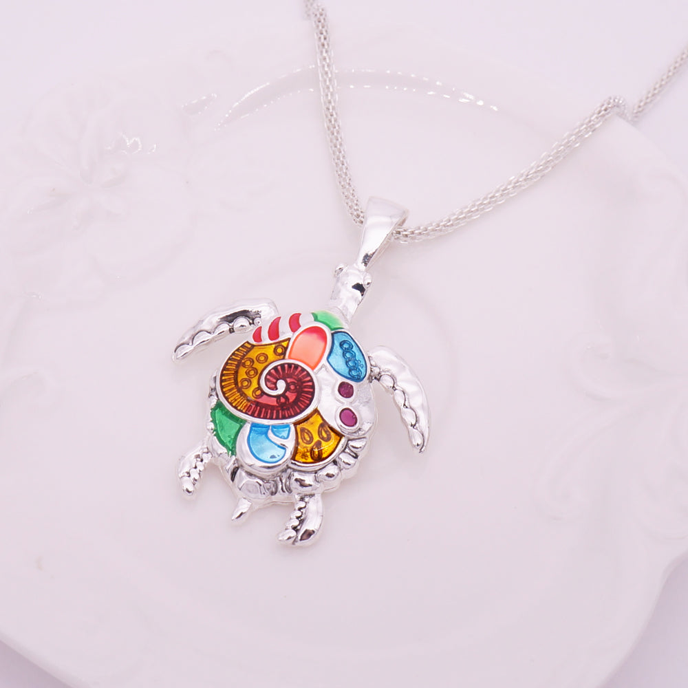 Sea Turtle Multi-color Pendant Necklace VIP