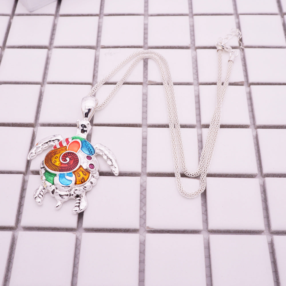 Sea Turtle Multi-color Pendant Necklace VIP