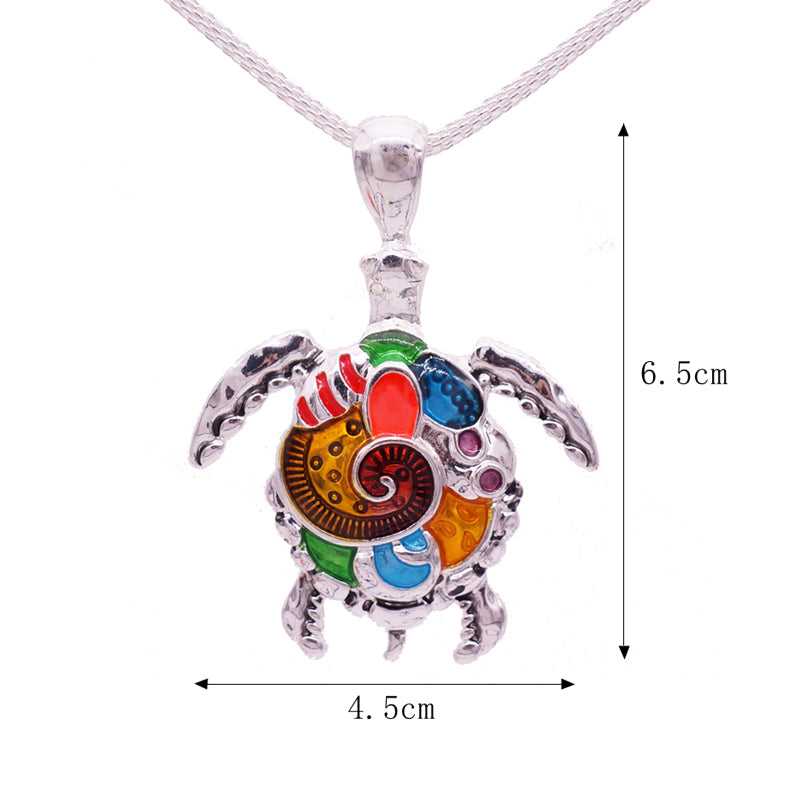 Sea Turtle Multi-color Pendant Necklace VIP