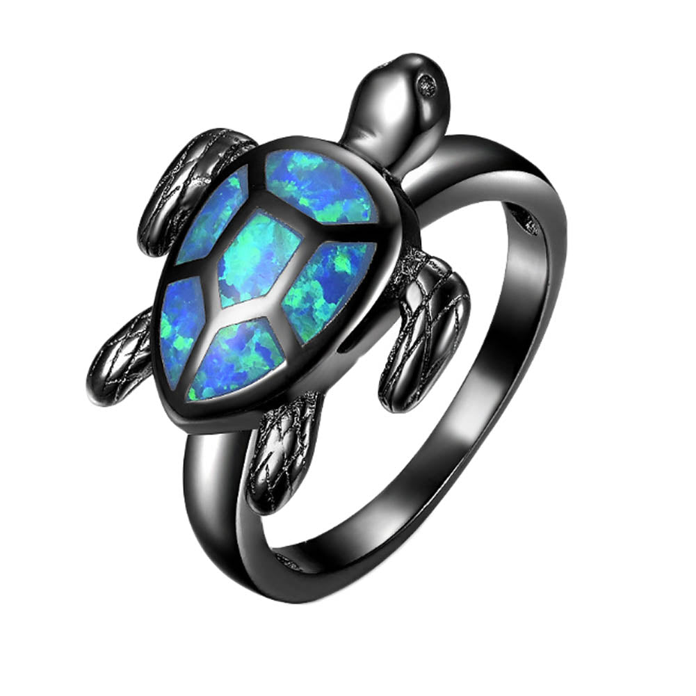 Black Opal Sea Turtle Ring