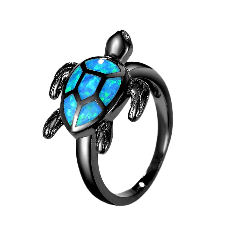 Black Opal Sea Turtle Ring