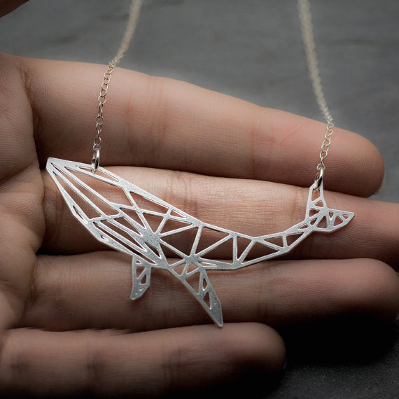 Geometric Whale Pendant Necklace