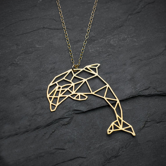 Dolphin Geometric Pendant Necklace