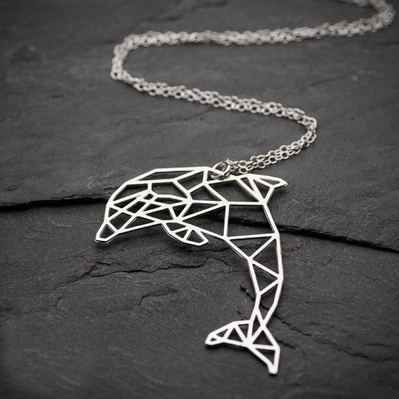 Dolphin Geometric Pendant Necklace