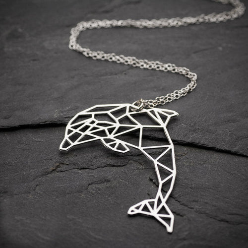 Dolphin Geometric Pendant Necklace