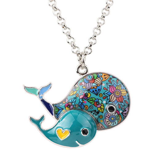 Cute Whales Colorful Pendant Necklace