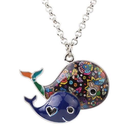 Cute Whales Colorful Pendant Necklace