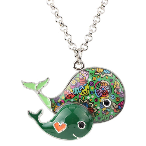 Cute Whales Colorful Pendant Necklace