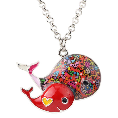 Cute Whales Colorful Pendant Necklace