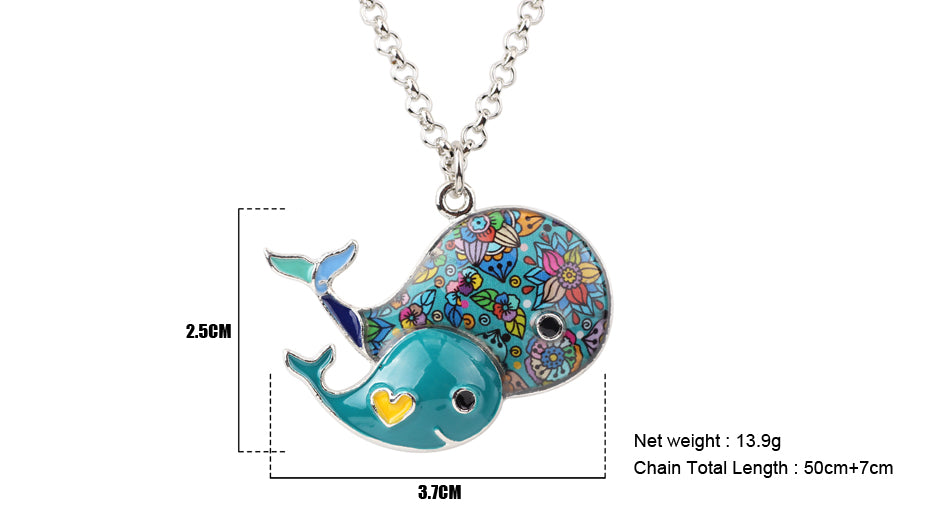 Cute Whales Colorful Pendant Necklace