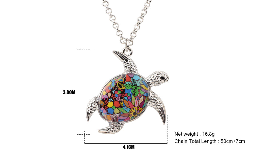 Sea Turtle Colorful Pendant Necklace VIP