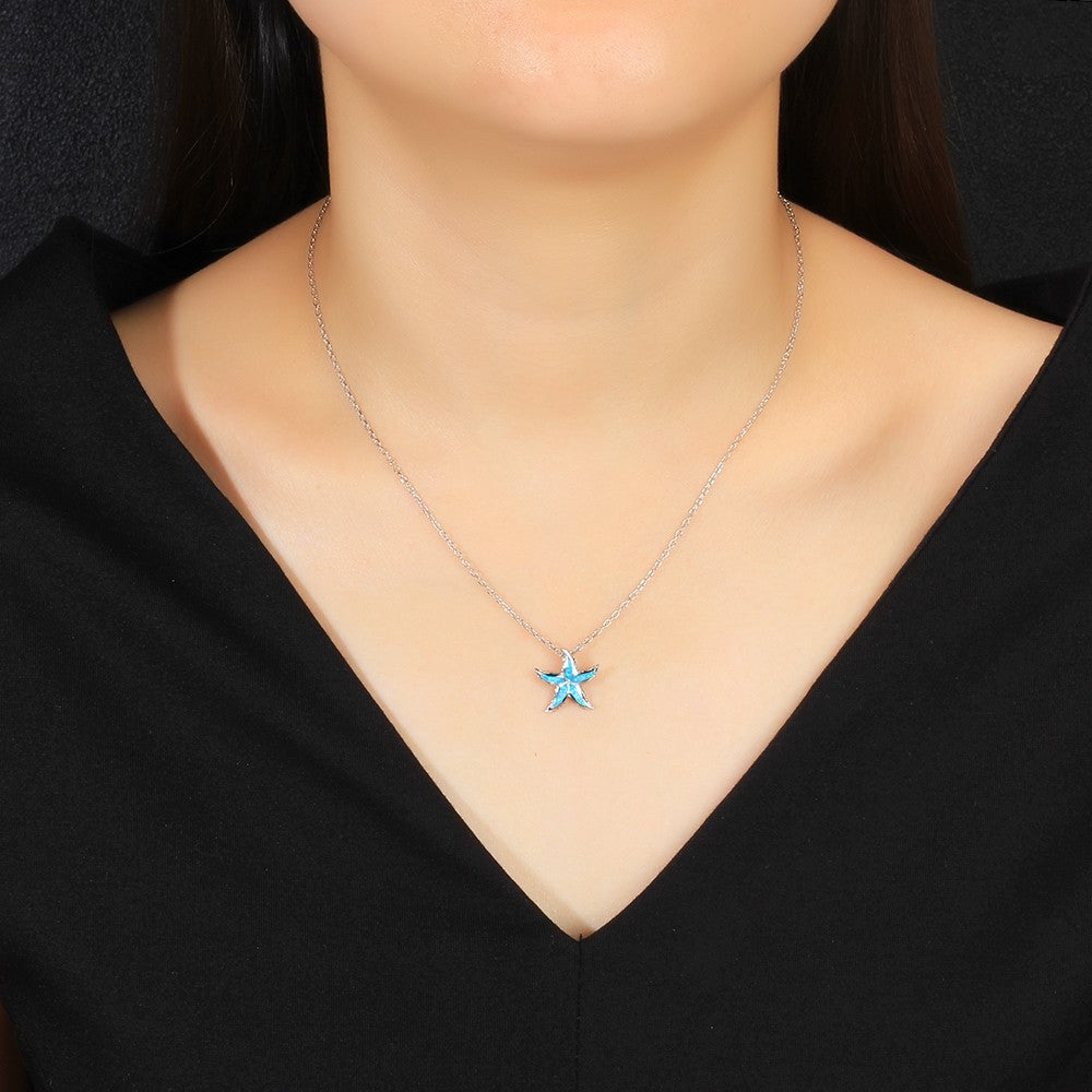 Opal Starfish Pendant Necklace