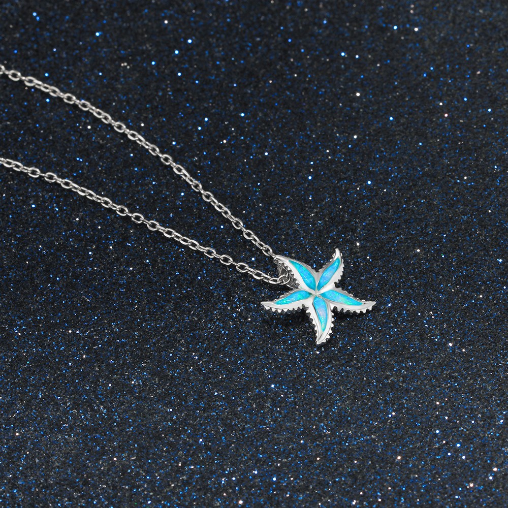 Opal Starfish Pendant Necklace