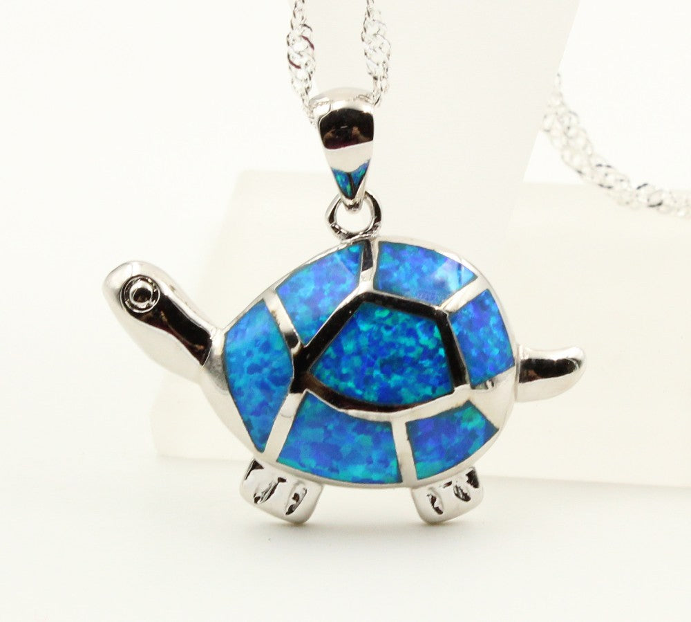 Opal Sea Turtle Pendant Necklace VIP