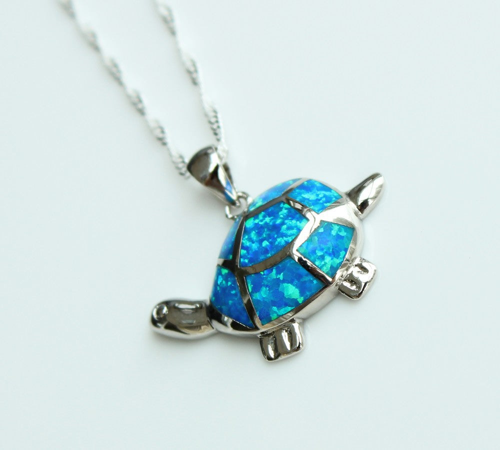 Opal Sea Turtle Pendant Necklace VIP