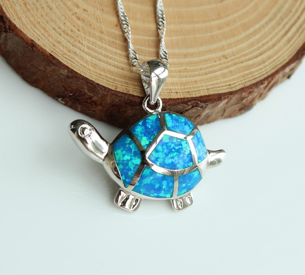 Opal Sea Turtle Pendant Necklace VIP