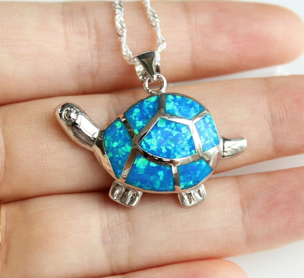 Opal Sea Turtle Pendant Necklace VIP